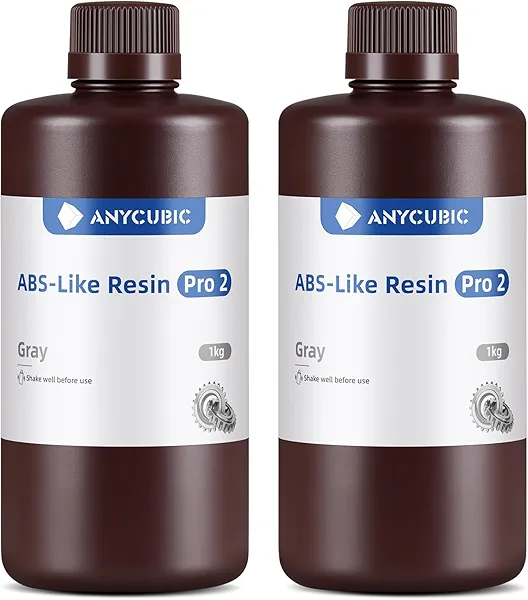 ANYCUBIC 3D Printer Resin Bundle, ABS-Like Pro 2 with Enhanced Strength and Toughness, Performance far Superior to ABS-Like Resin, Low Odor (Grey+Grey, 2kg)