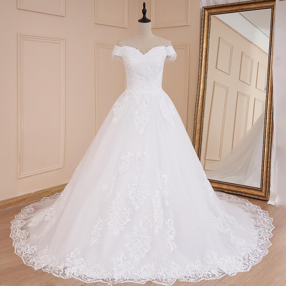 Robe de mariée Princesse Perles Dentelle Grande Traine Robe de Mariage BA-OF-0547