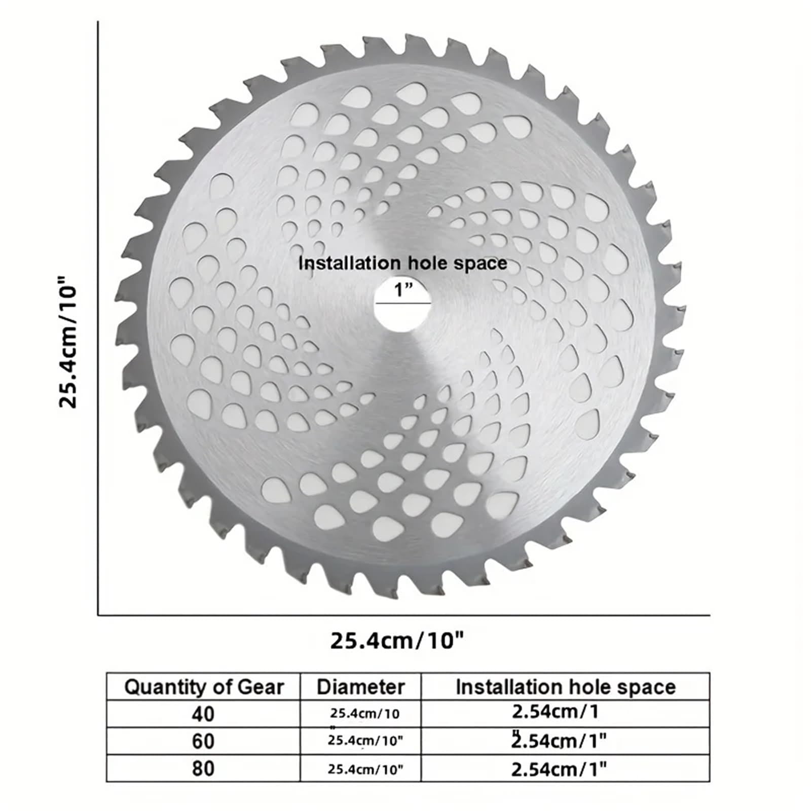 Hoja para desbrozadora de 3 piezas, hoja para desbrozadora de carburo de 10 pulgadas (aprox. 25,4 cm) para desbrozadora, hoja para sierra circular para desbrozadora (80T)
