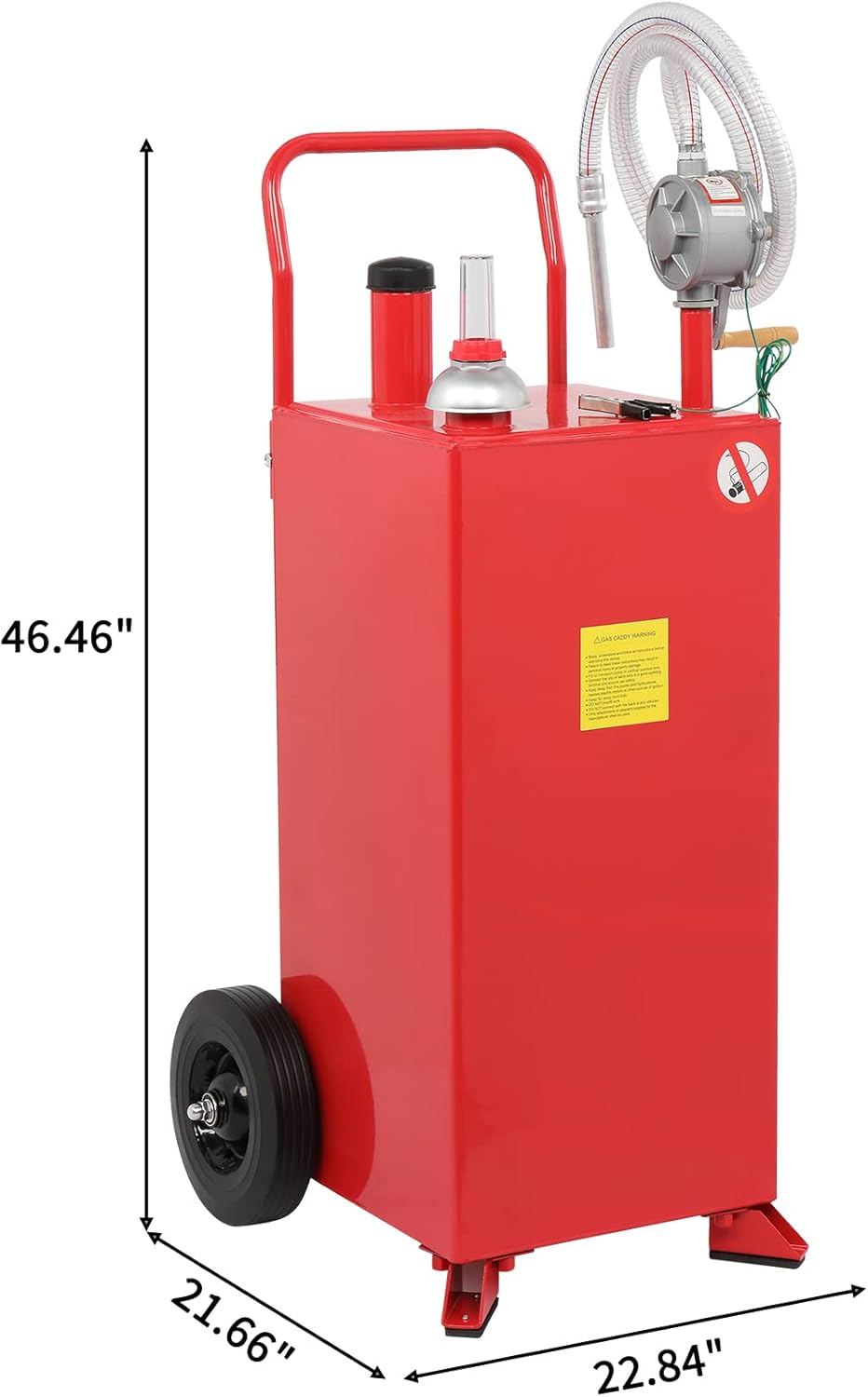 30 Gallon Fuel Caddy, Gas Caddy Storage w/Wheels & Manual Siphon Pump,Portable Diesel Fuel Transfer Storage Tank for ATV Car Mowers Tractors Boats Automobiles Red