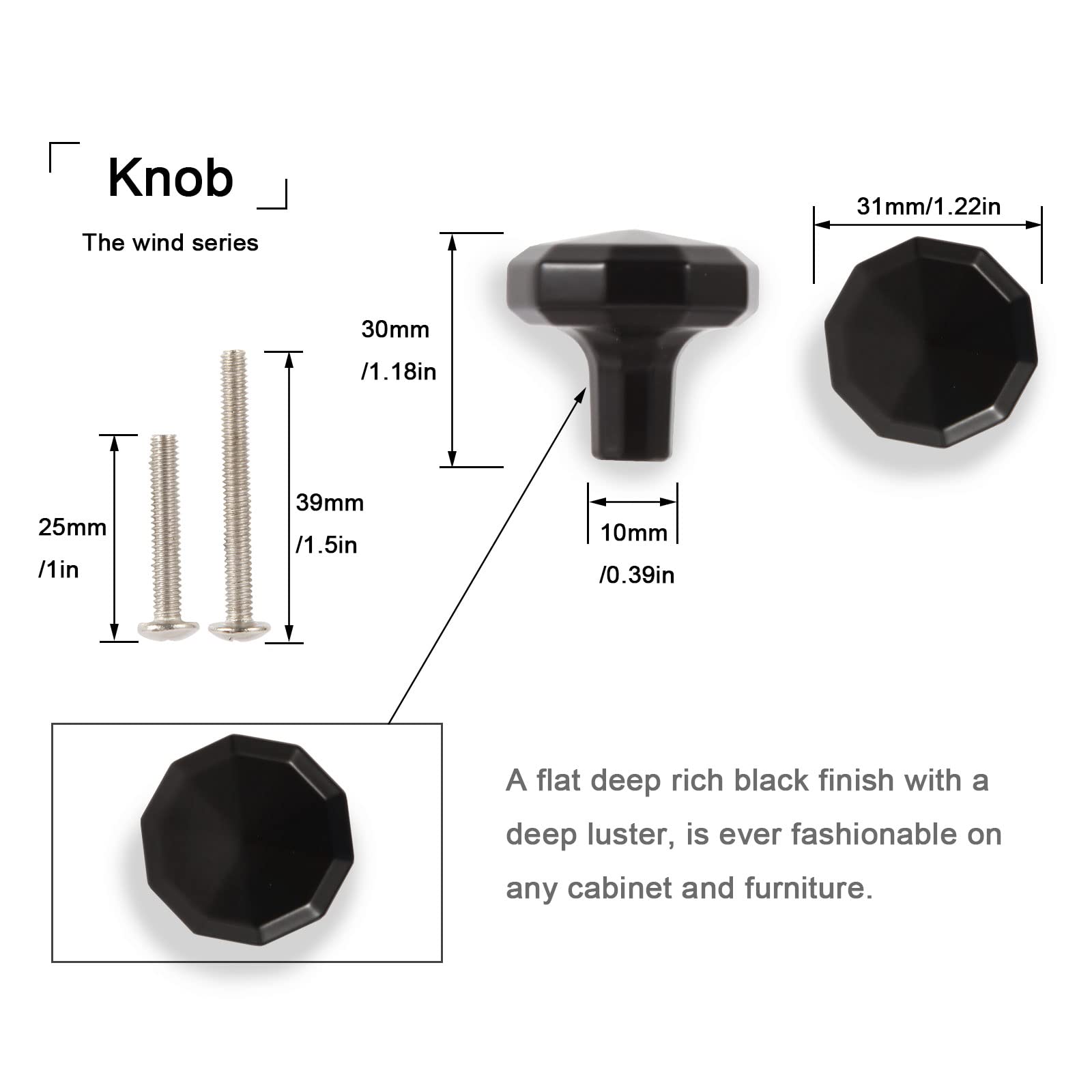 KHTUMEWARE-170174 Round Knob, Antique Brass, 1-1/4 in (32 mm), 10-Pack in Antique Brass — KHTUMEWARE
