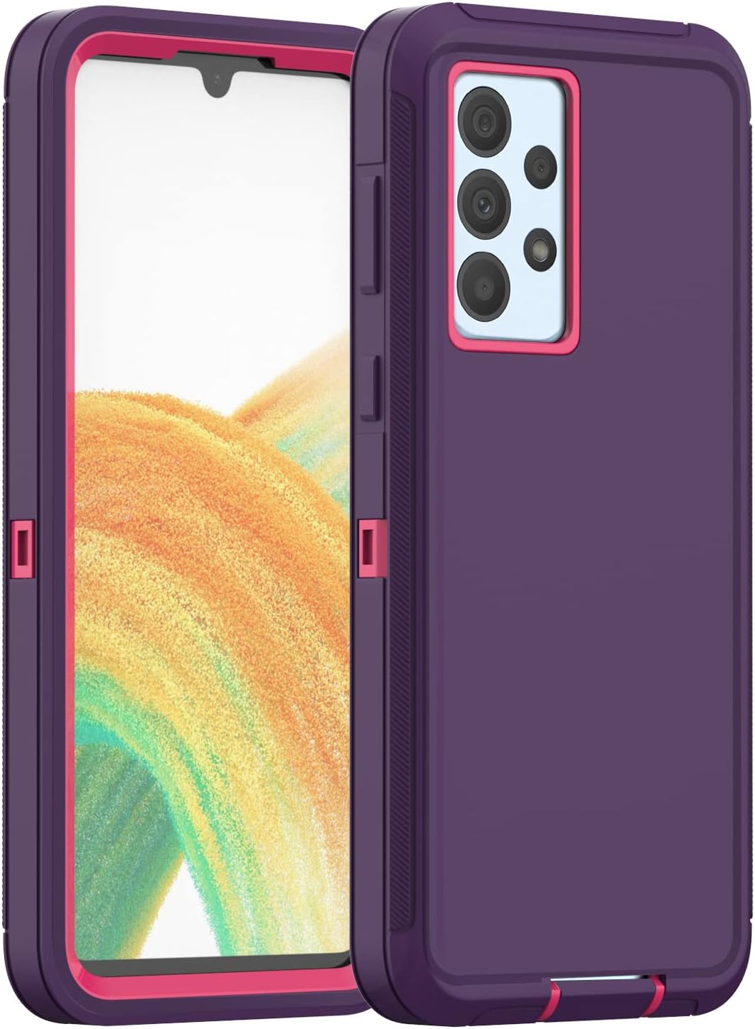 AICase for Galaxy A33 5G Case, Heavy Duty Drop Protection Full Body Rugged Shockproof/Dust Proof 3-Layer Military Protective Tough Durable Phone Cover for Samsung A33 5G (Night Purple/Baby Pink)