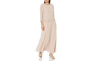 Women's Petite Beaded Scallop Bodice Asymmetrical Gown