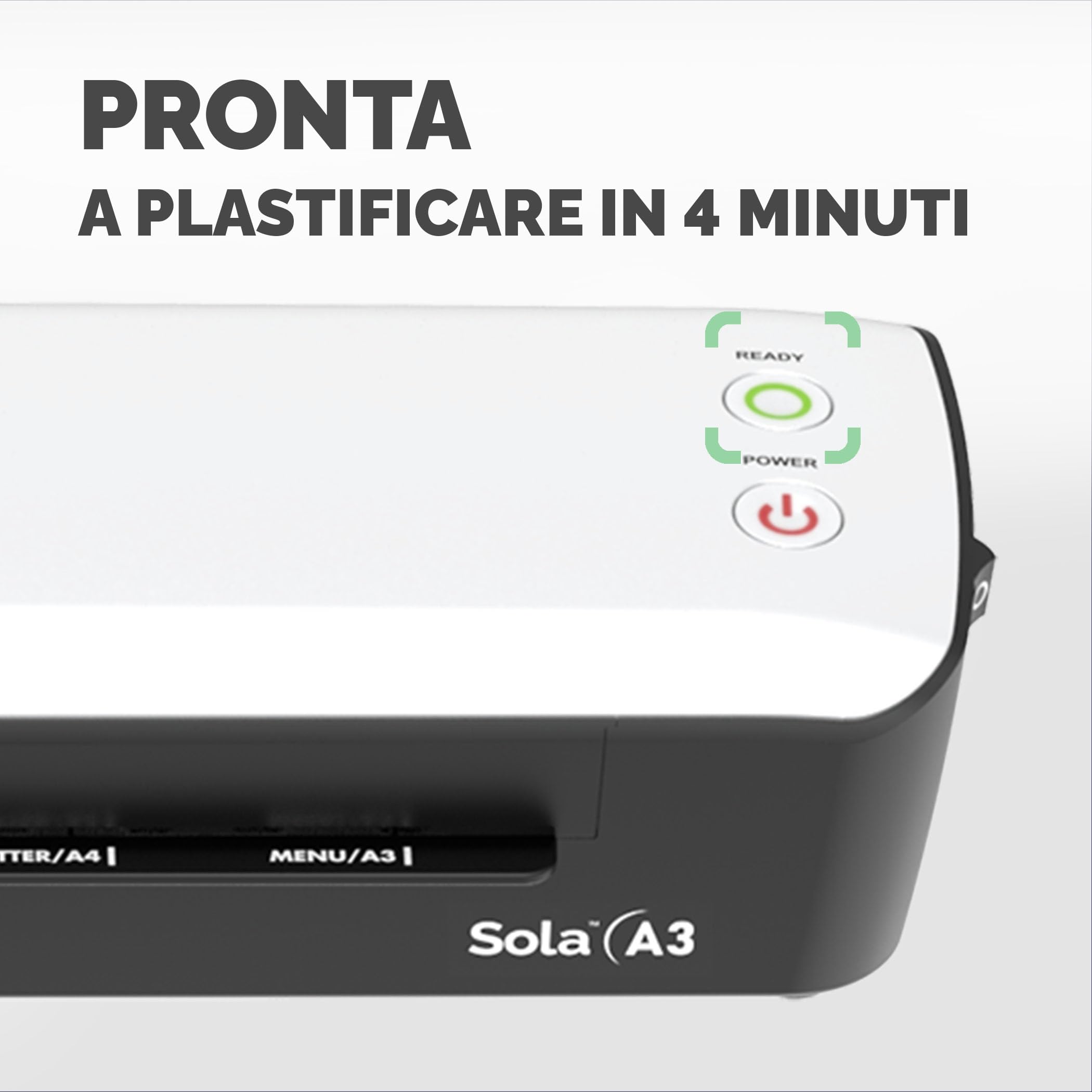 Fellowes Plastificatrice Sola A3, Formato A3, Fino a 125 Micron, Uso Domestico, con Leva di Sblocco e Modalità Riposo [ESCLUSIVA AMAZON] + Pouches A4 per plastificazione, Finitura lucida, 120 fogli