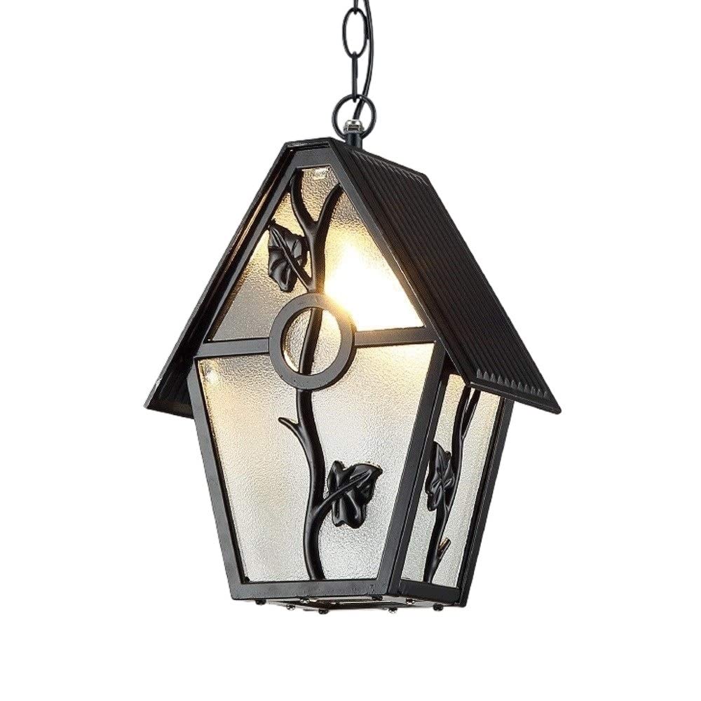 Lanterne suspendue Alumiextérieur en aluminium et lustre en verre noir de plafond