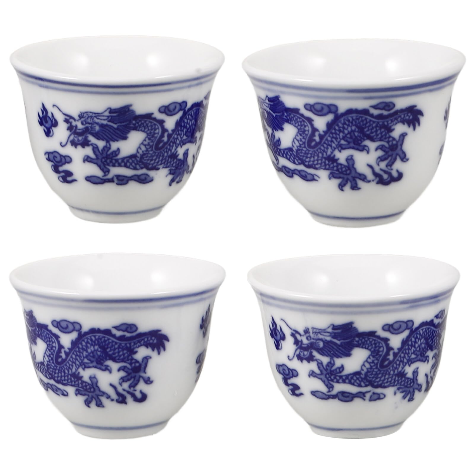 Ciieeo 4pcs Chinese Kung Fu Tea Cup Asian Teacup and White Tea Cups Ceramic Tea Mugs Without Handles 25ml