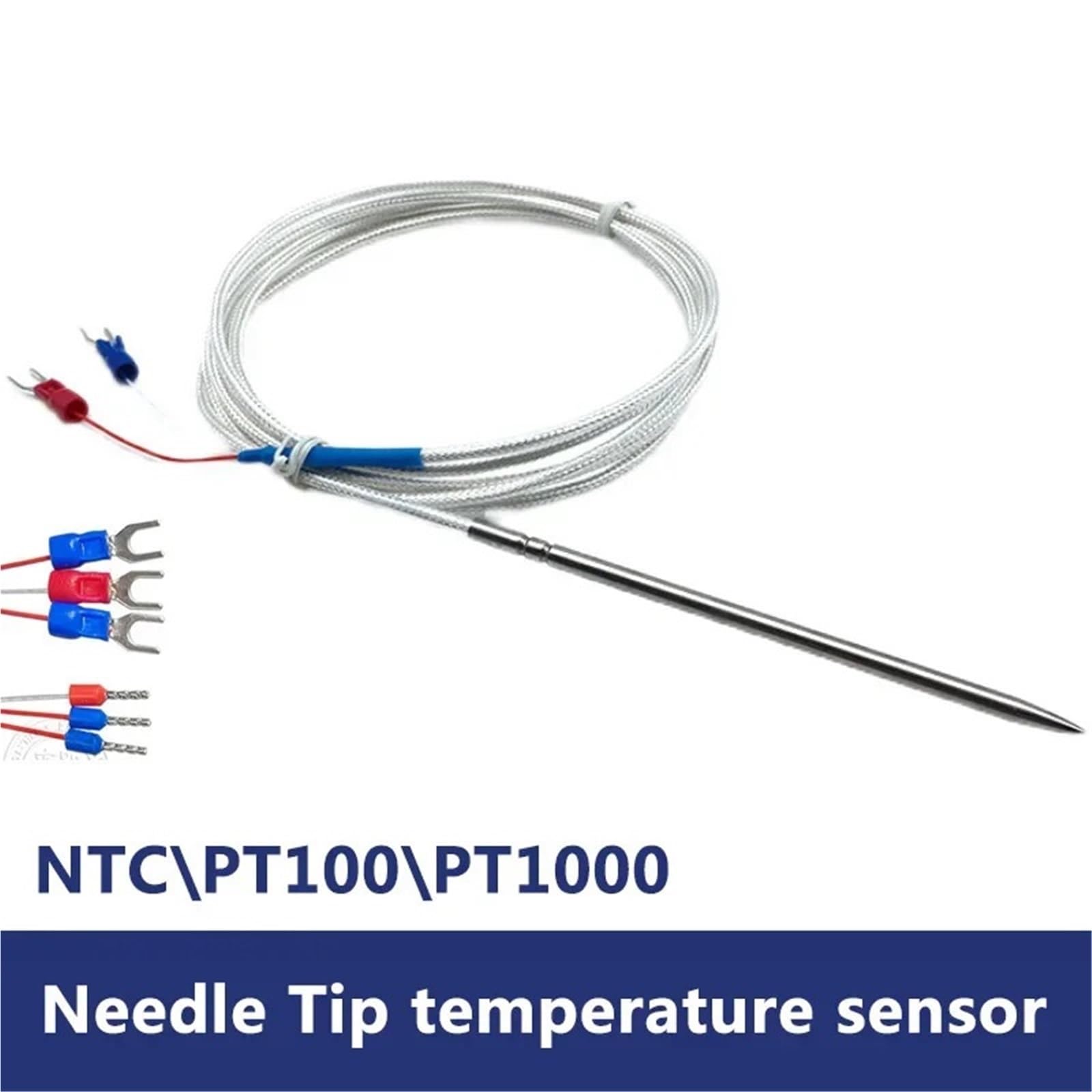 NTCPT100PT1000 Clase A Sensor de Temperatura 4X100mm Cable con Punta de Aguja Cable blindado 1-8m Metro(PT100-4X200mm-10m)