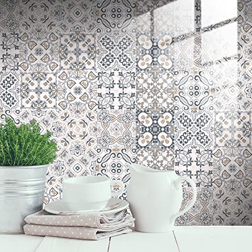 Stickers Cuisines Gris Géométrique Autocollant Anti Huile Cuisine Adhesive pour Cuisine Stickers Murale Adhesif Salle de Bain Deco Cuisine10P,10cm x 10cm