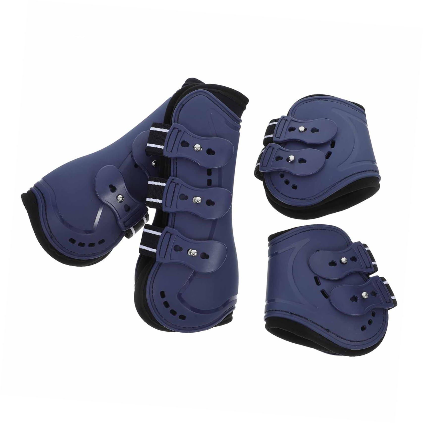 Botas de Ejercicio para Caballos Abertura Ajustable 4 Piezas | Protector de Pata de Caballo en Pu, Talla Media, para Salto y Turnout, Color Azul