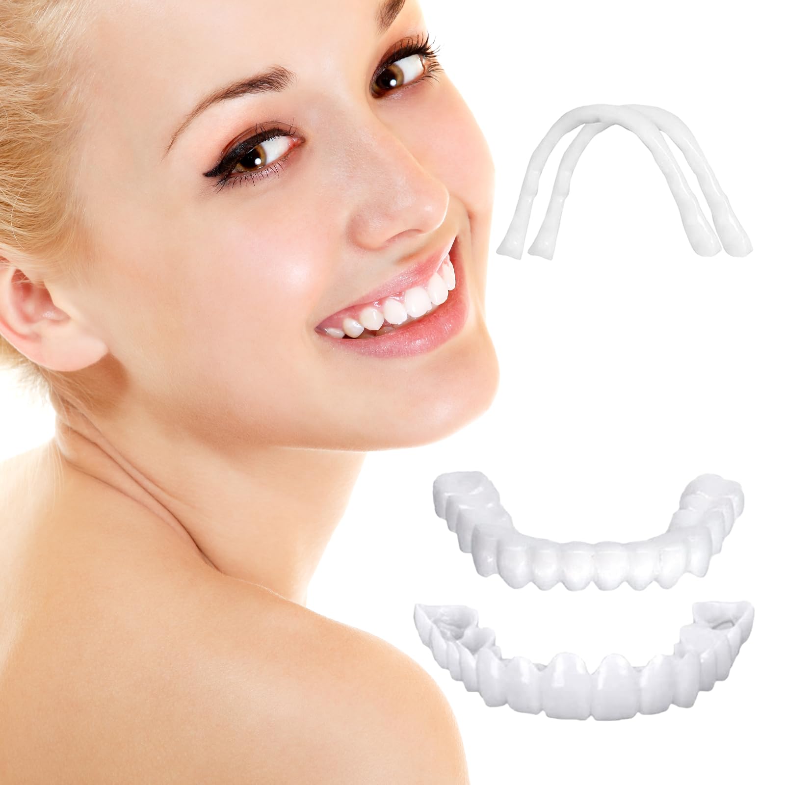 2 PCS Temporary dentures with Veneer for Both Men and Women, Covering Imperfect Teeth,Nature and Comfortable Veneers to Regain Confident Smile-D01