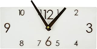 White wall clock for living room decor bedroom 12 inch non ticking rectangular shape art wooden farmhouse silent vintage home kitchen Wood Clocks Battery Operated Modern Office Simple living Minimalistic