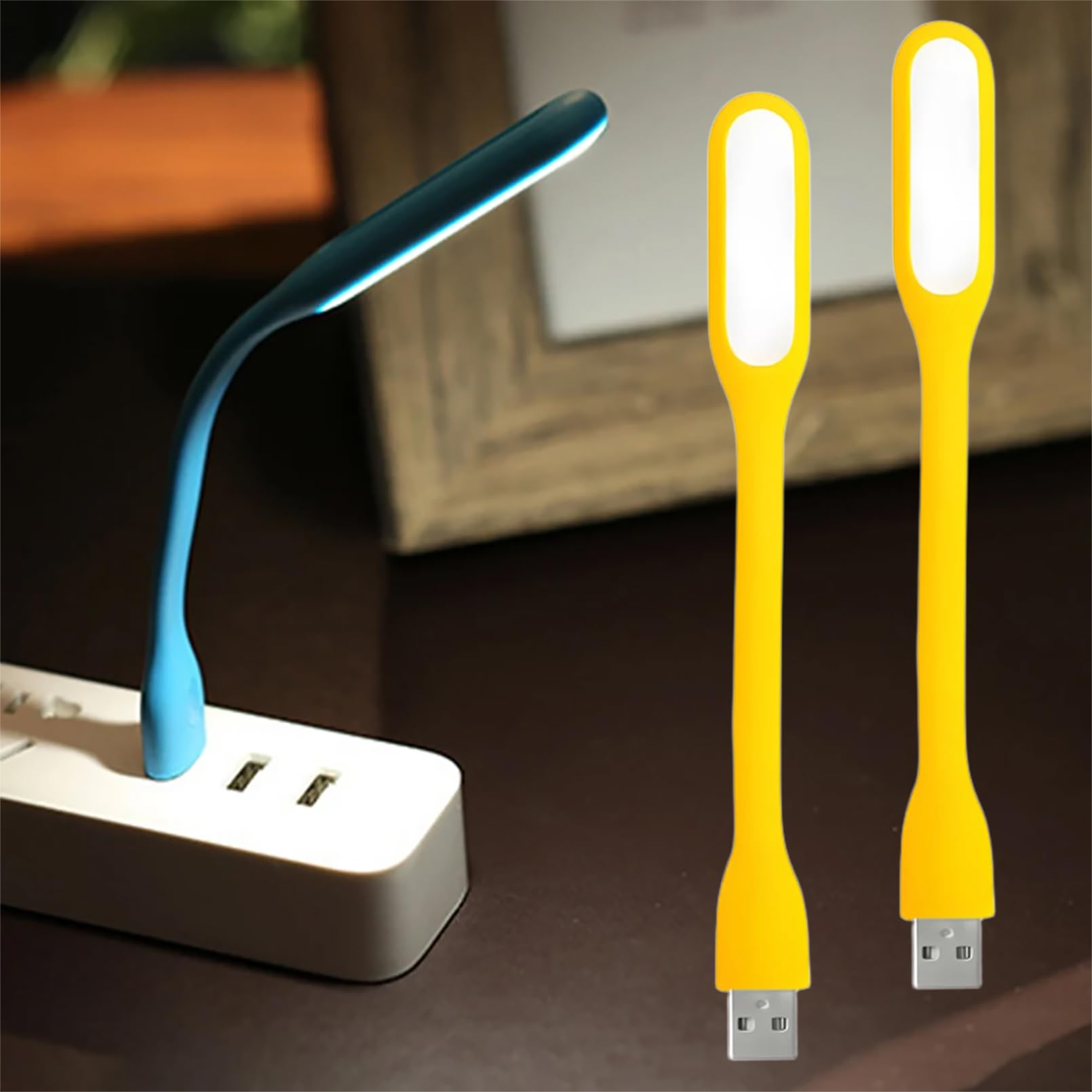 2Pack Mini USB Light for Keyboard - LED Laptop Computer Light, Flexible USB Night Light for Notebook PC, Adjustable Gooseneck Book Reading Lamp, Portable Home LED Lighting Source, Yellow