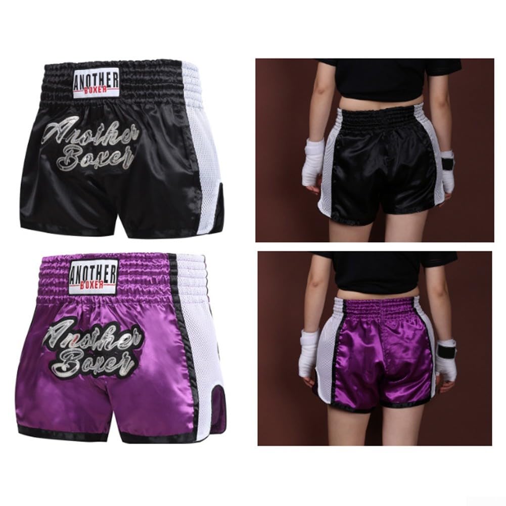 Pantalones cortos de boxeo transpirables para artes marciales mixtas Muay Thai talla M morado