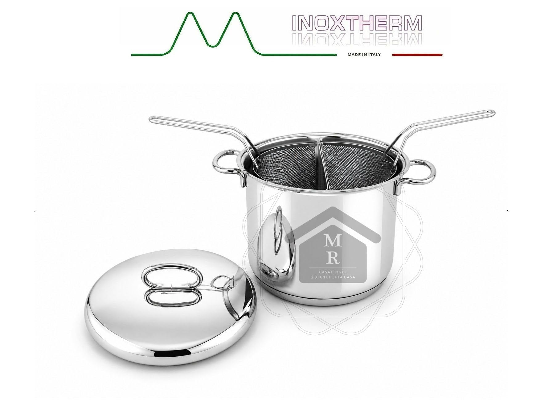Set Spaghettiera Multipasta con Doppio Cestello in Acciaio Inox 18/10 Linea Inoxtherm
