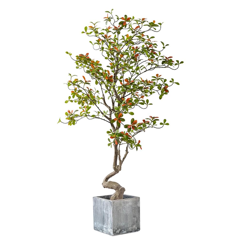 SWENEEN 180Cm High Artificial Water Stone Banyan Tree,Indoor Artificial Tree Potted Plant With Realistic Artificial Flowers,Decorative Green Artificial Tree,Tall Simulation Plant,D High 150cm
