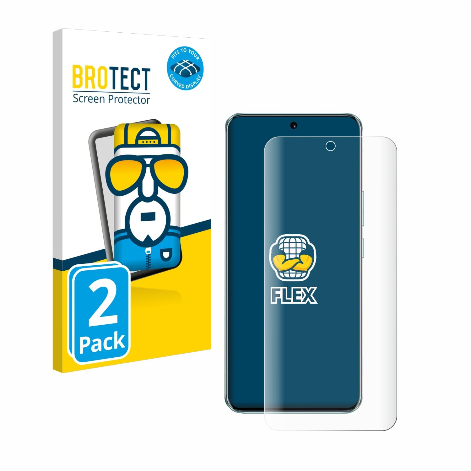 brotect 3D Curved Screen Protector compatible with Honor 90 (2 Pack) - Full Screen Coverage