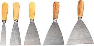 Putty Knife Set 5 in 1 Wooden Handle Painting Tool Metal Wall Paper Remover Cement Scraper Construction Repair