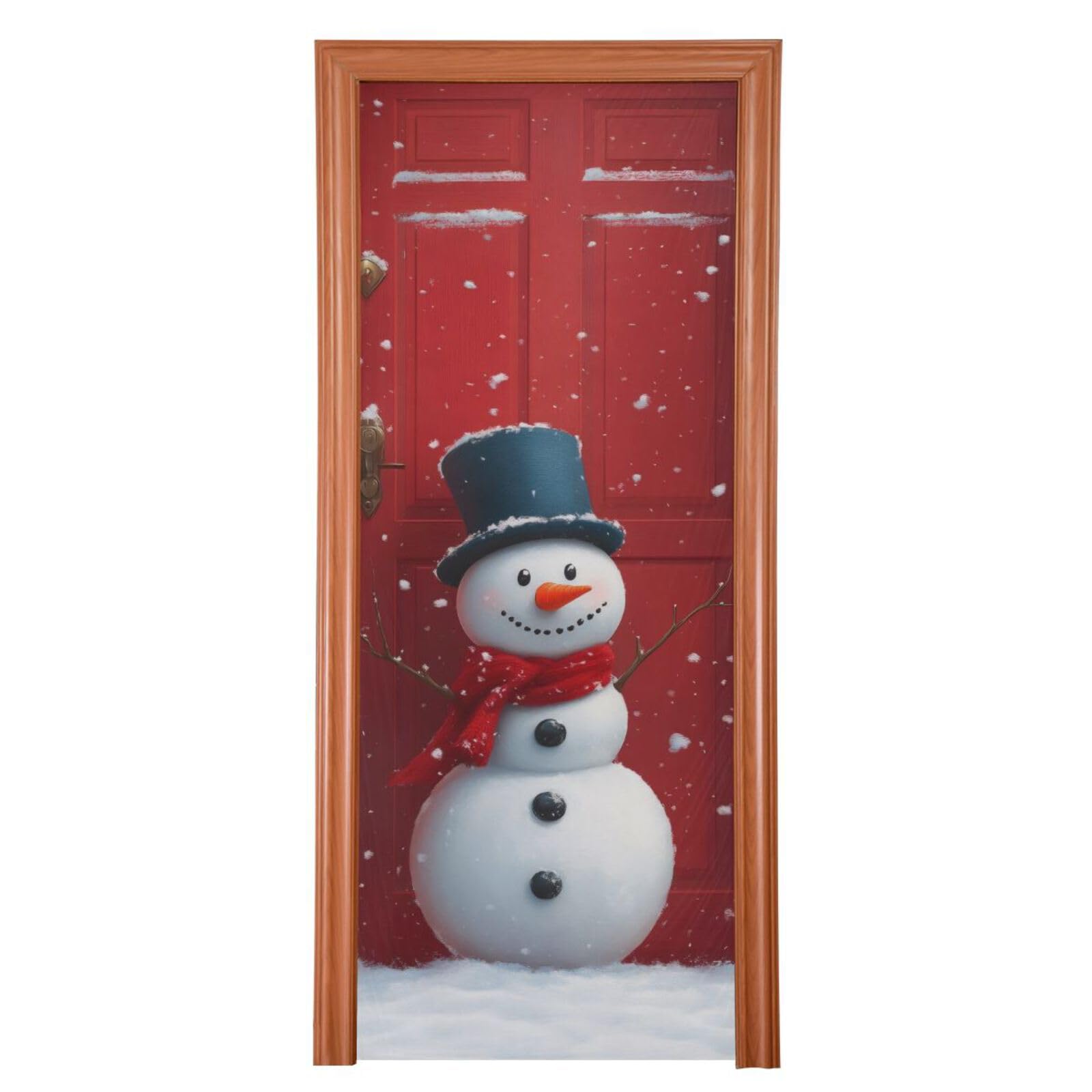 FLildon Cartoon Snowman Christmas Door Cover Decoration, Party Accessory Porch Decor for Festive Ornament Room Door Covers 32 x 79 Inch