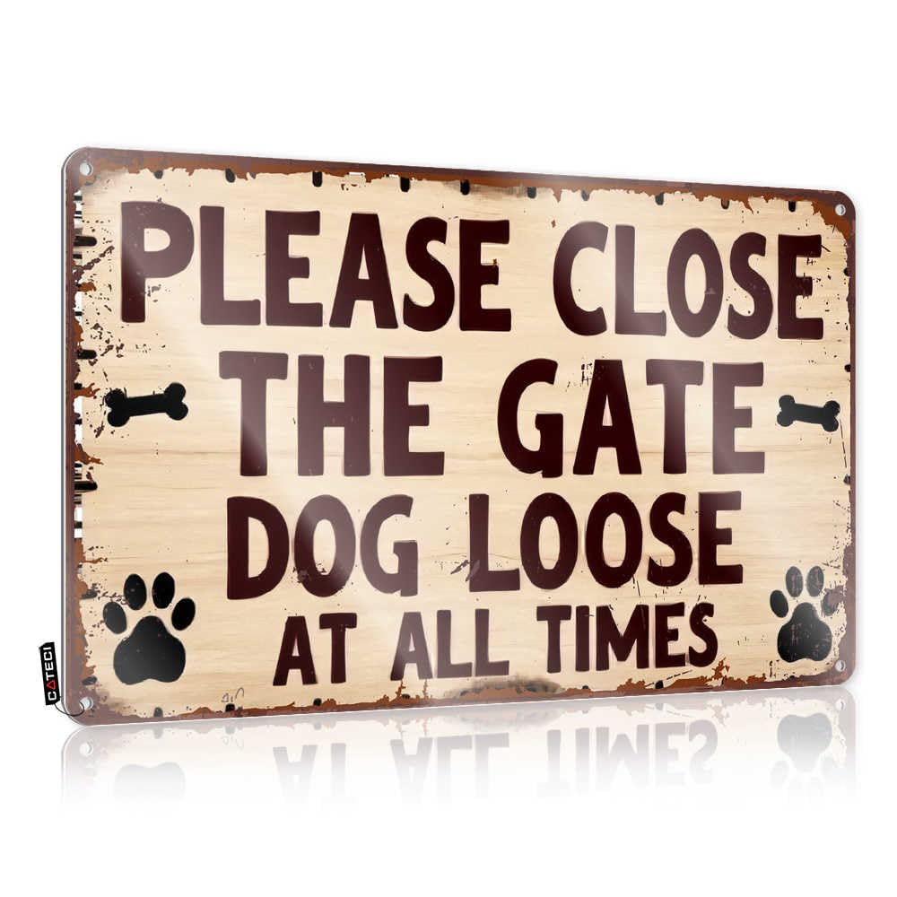 Plaque en étain vintage pour protéger votre chien et décorer la cuisine avec humour