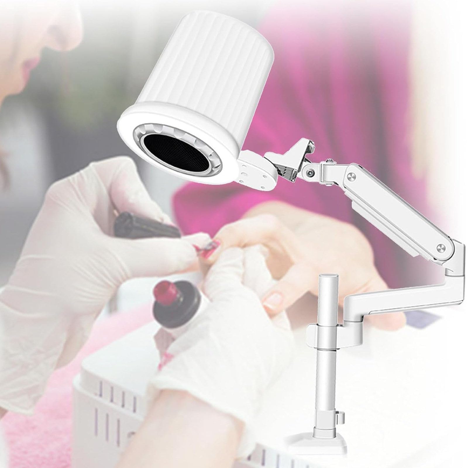 Cichy Odkurzacz Do Paznokci, 5-Stopniowa Regulacja Jasności, Elektryczny Odkurzacz Do Paznokci, Z Oświetleniem LED, Do Domowego Salonu Pedicure I Manicure