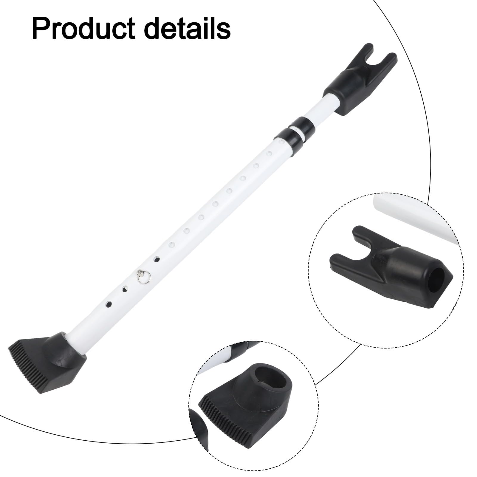 Barre Ts Securi réglable pour portes d'entrée 59 à 125 cm Barre de support en fer lourd pour portes coulissantes Maison et bureau Serrure de sécurité Blanc H