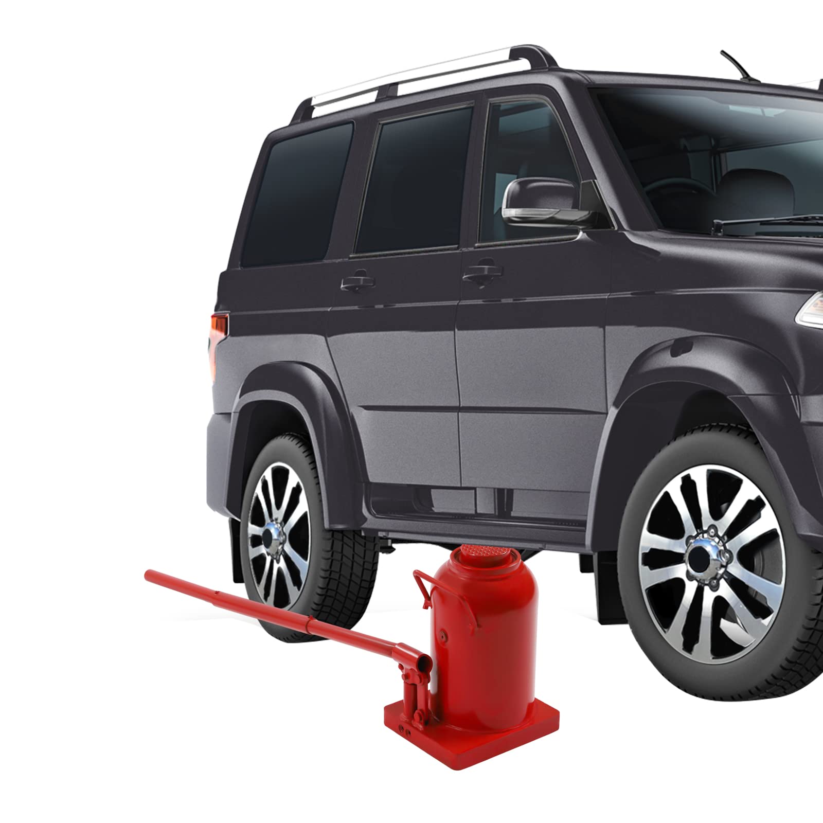 LYNICESHOP Hydraulic Stubby Low Profile Welded Bottle Jack, Low Profile Bottle Jack 50T(110,231 lbs) Capacity, Portable Car Floor Jack High Vertical Hydraulic Jack Red