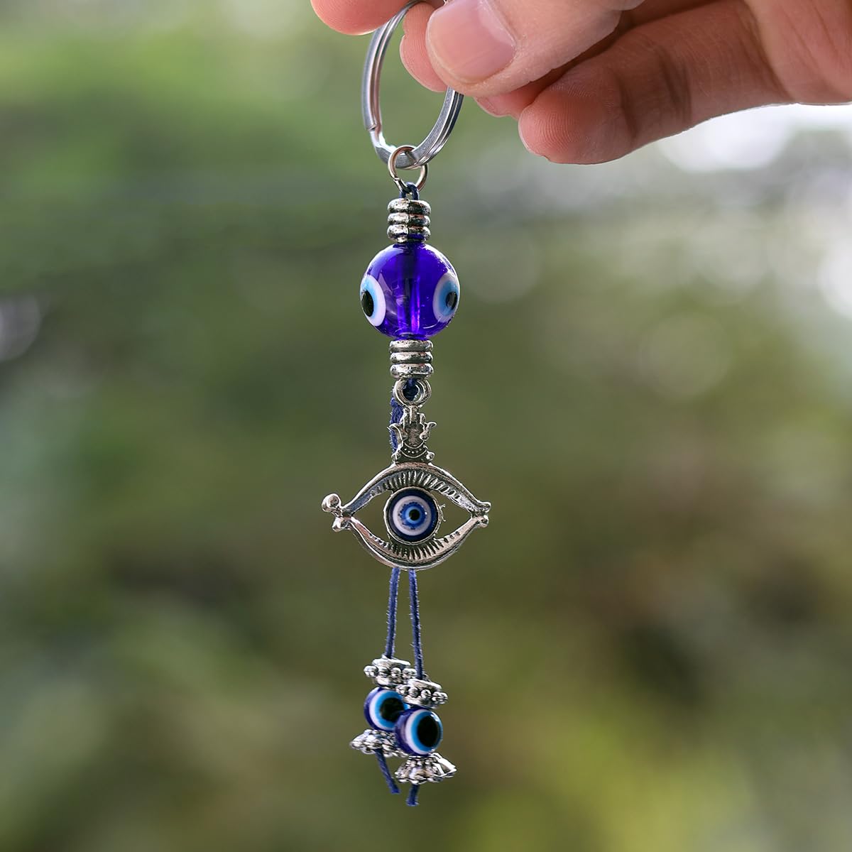 Reiki Crystal Products Evil Eye Car Hanging, Hamsa Hanging for Keys, Car, Bike (Color : Siver & Blue) Pack of 1 pc (B0CQC811GF) Amazon Price History, Amazon Price Tracker
