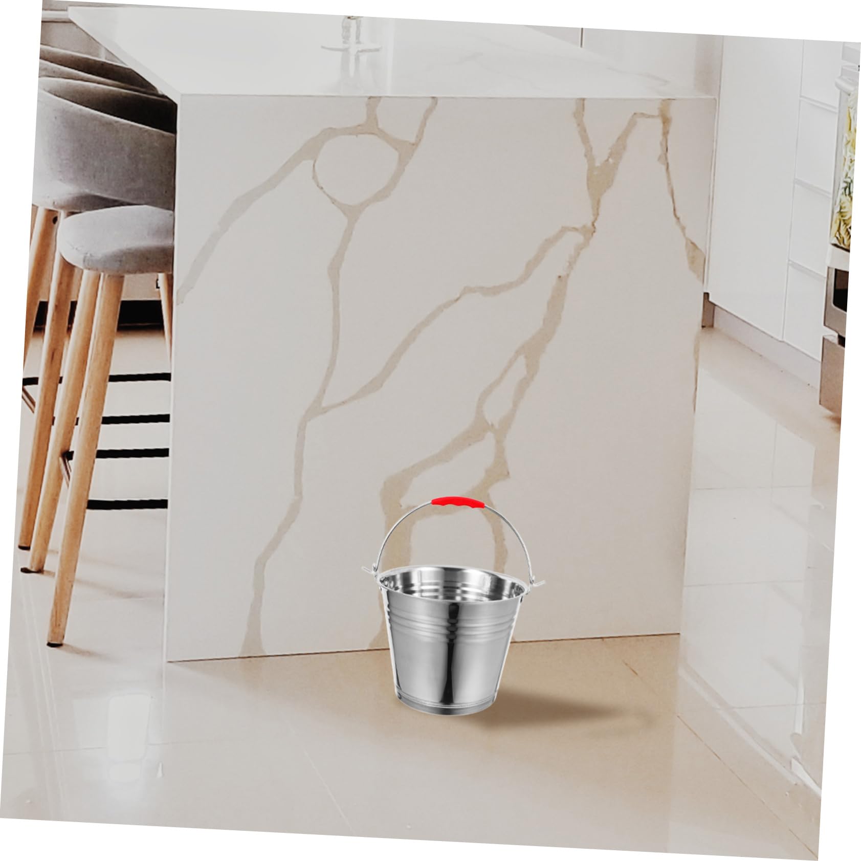 Cubo de Agua Portátil de 6 L en Acero Inoxidable con Asa
