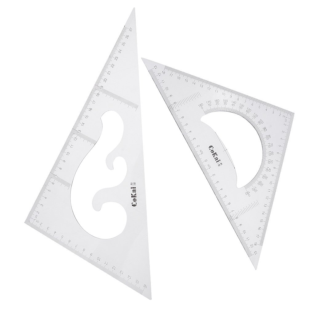 10 Set 2 Pack 45/60 Grad Geometrie Dreieck Lineal Zeichnung Zeichnung Set Transparent 30 cm