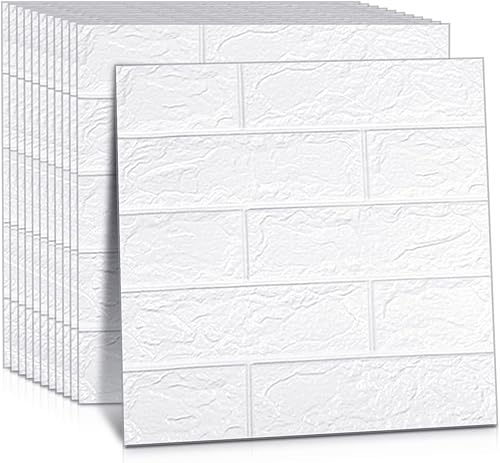 Miniatura 1 de Yodely - Paneles de pared de ladrillo 3D autoadhesivos papel pintado extraíble para decoración del hogar 12 blanco
