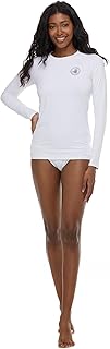 Body Glove Women's Smoothies Sleek Solid Long Sleeve Rashguard with UPF 50 Snow, Medium Price In India