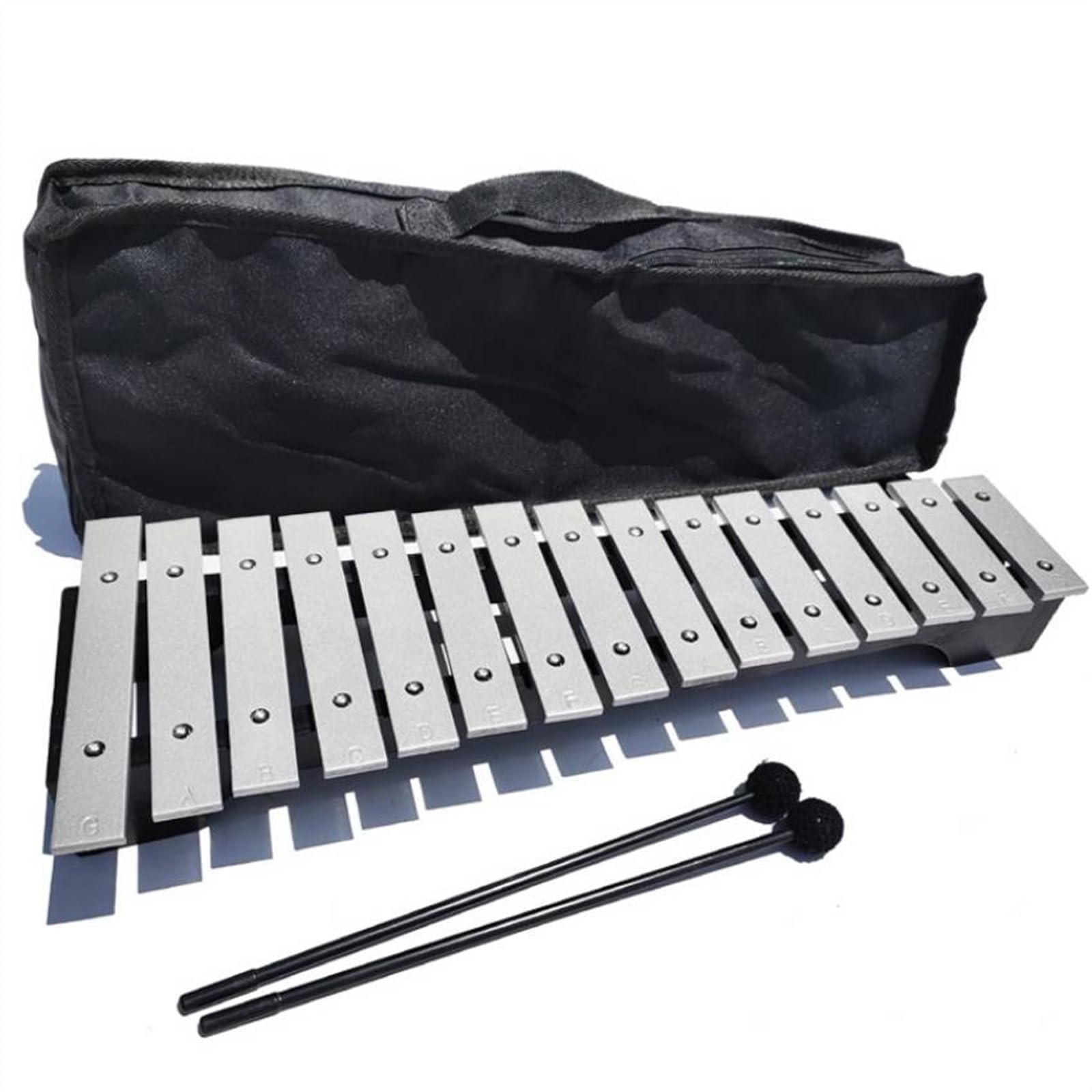 Piastra in Alluminio Pratico Strumento a percussione Glockenspiel 15 Note xilofono Strumento a percussione Glockenspiel