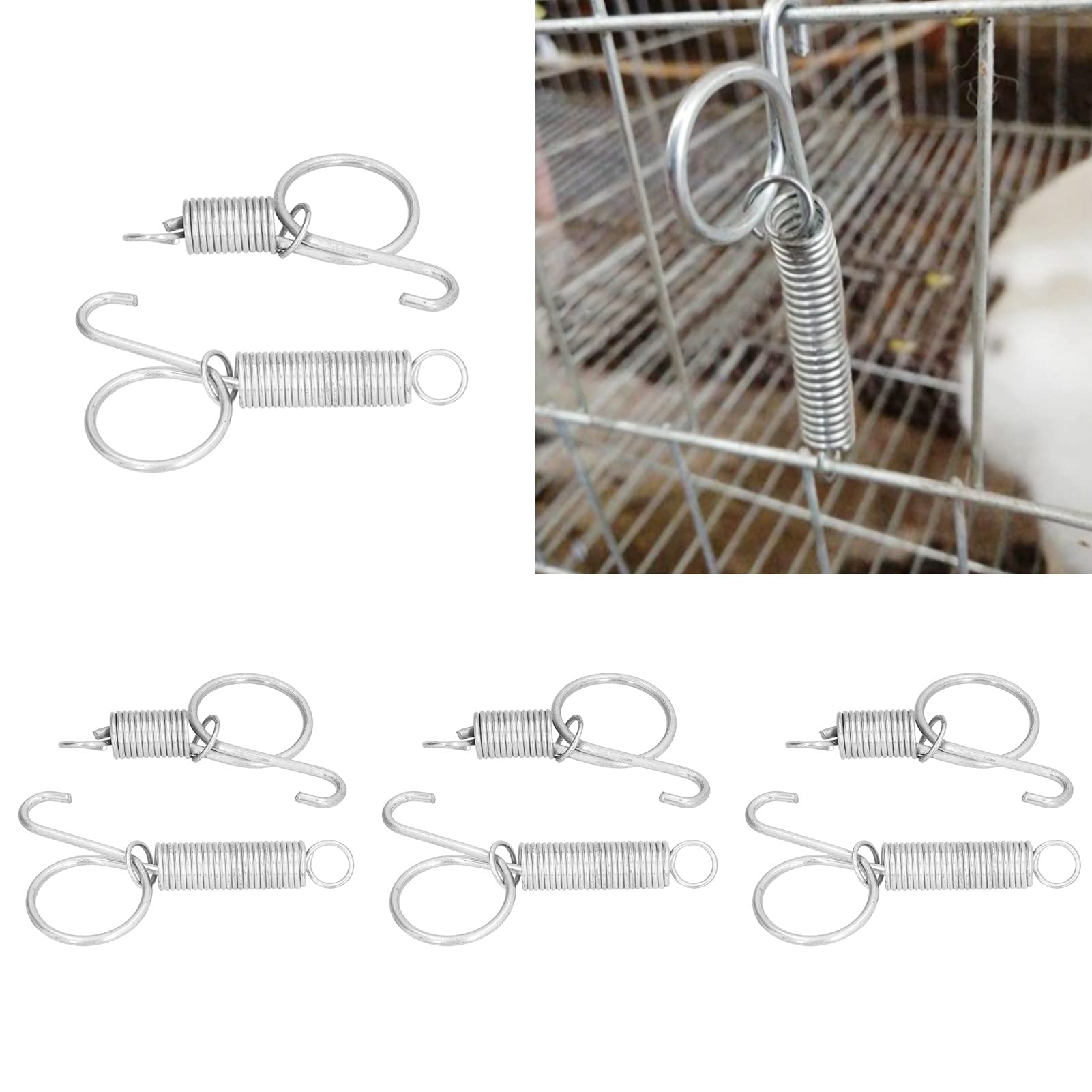 Molle Per Gabbie Animali - 20 Pezzi Ganci A Molla In Metallo Per Conigli, Voliere E Recinti - Foto 4