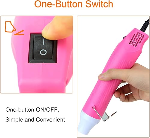 Miniatura 7 de Mini pistola de calor, pistola de aire caliente portátil de 300 W para manualidades de resina acrílica, manualidades de secadora, pistola de calor