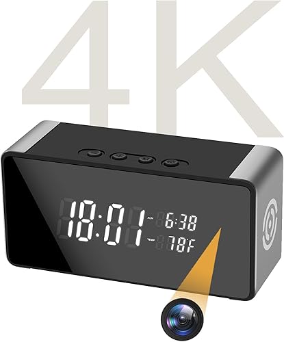 Cámara oculta WiFi, reloj despertador, cámara espía oculta 4K para seguridad en el hogar, acceso remoto para ver en tiempo real a través de la