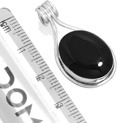 Miniatura 2 de JEWELOPORIUM Colgante de plata de ley 925 hecho a mano para mujer, 12 x 16 pulgadas, con piedras preciosas ovaladas, joyería de plata para regalo