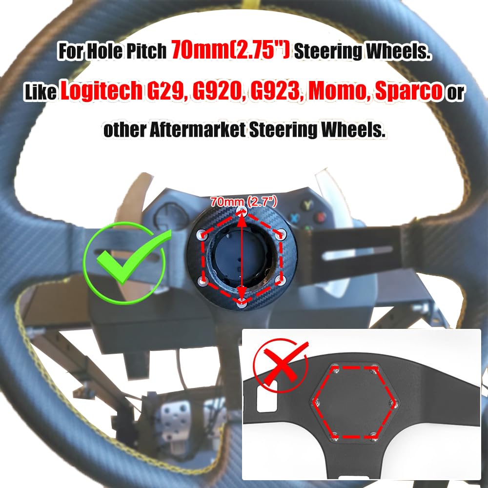 70mm Płyta Adaptera Kierownicy, Wymiana Adaptera Piasty Kierownicy ze Stopu Aluminium dla G25, G27, G29, G920