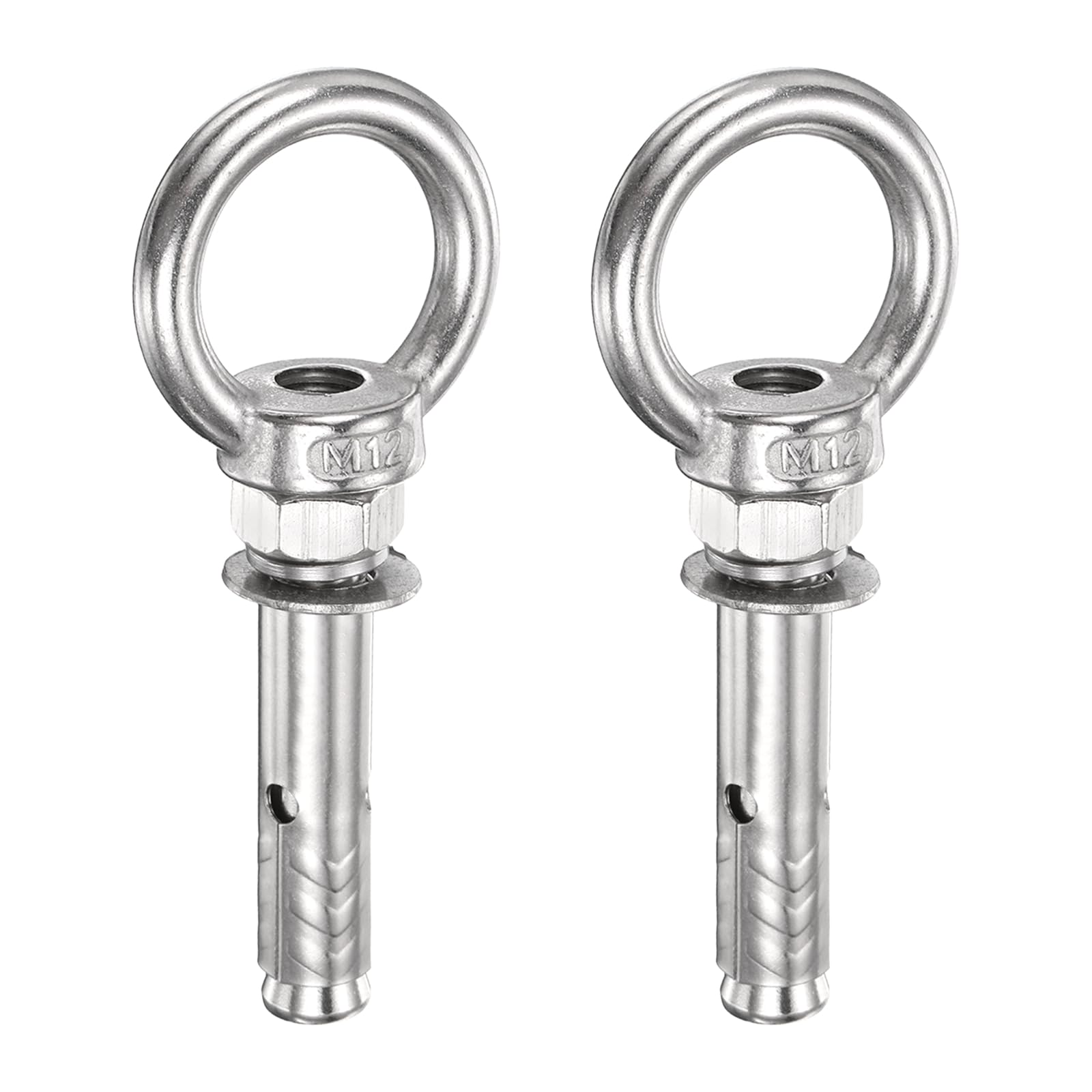 PATIKIL M12x50mm Expansion Lifting Eyebolt, 2 Pcs Stainless Steel Ring Lifting Expansion Bolts Screw Heavy Duty Internal Eye Bolt Fastener with Eye Ring for Concrete Wall Masonry