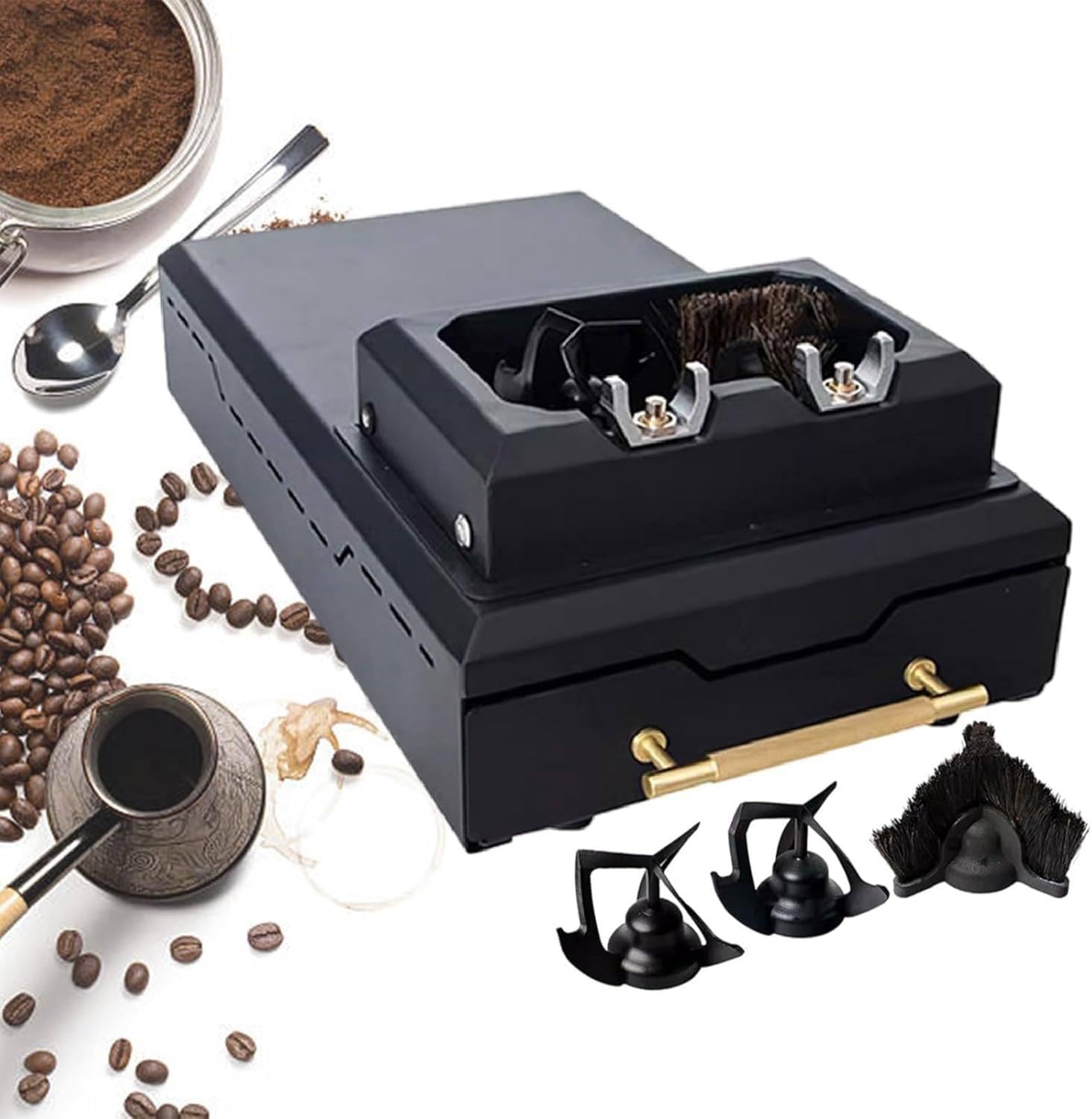 Limpiador De Portafiltros Eléctrico, Limpiador Automático De Posos De Café Con 2 Raspadores Y 1 Cabezal De Cepillo, Máquina Limpiadora De Portafiltros De Café Para Mangos De Máquinas De Café Expreso