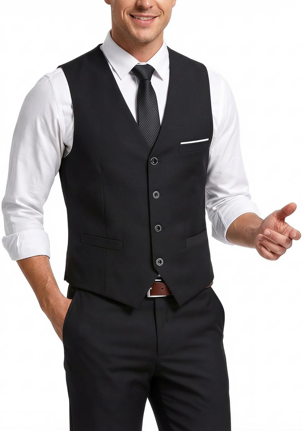 MY'S Men's 2-Piece Suit, Vest Pants Set for Men, Casual Waistcoat with Tie for Prom Wedding Homecoming