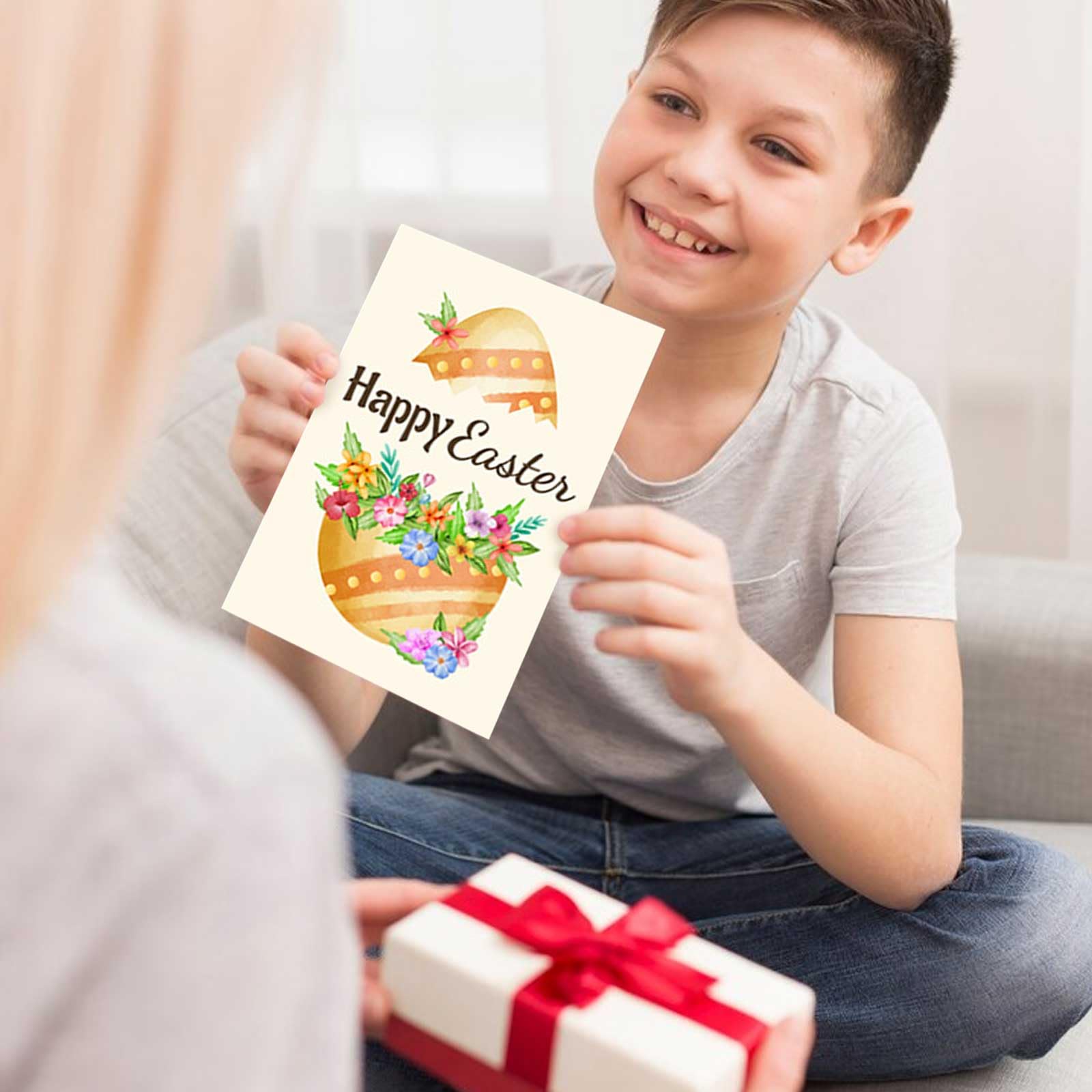 24 Biglietto Pasquale Multipack Cartoline Pasqua con Buste e Adesivi, Biglietti Auguri di Buona Pasqua Biglietti Regalo Pasqua con Coniglio e Uova, Per Bambini Famiglia Amici Regalo di Festa (A
