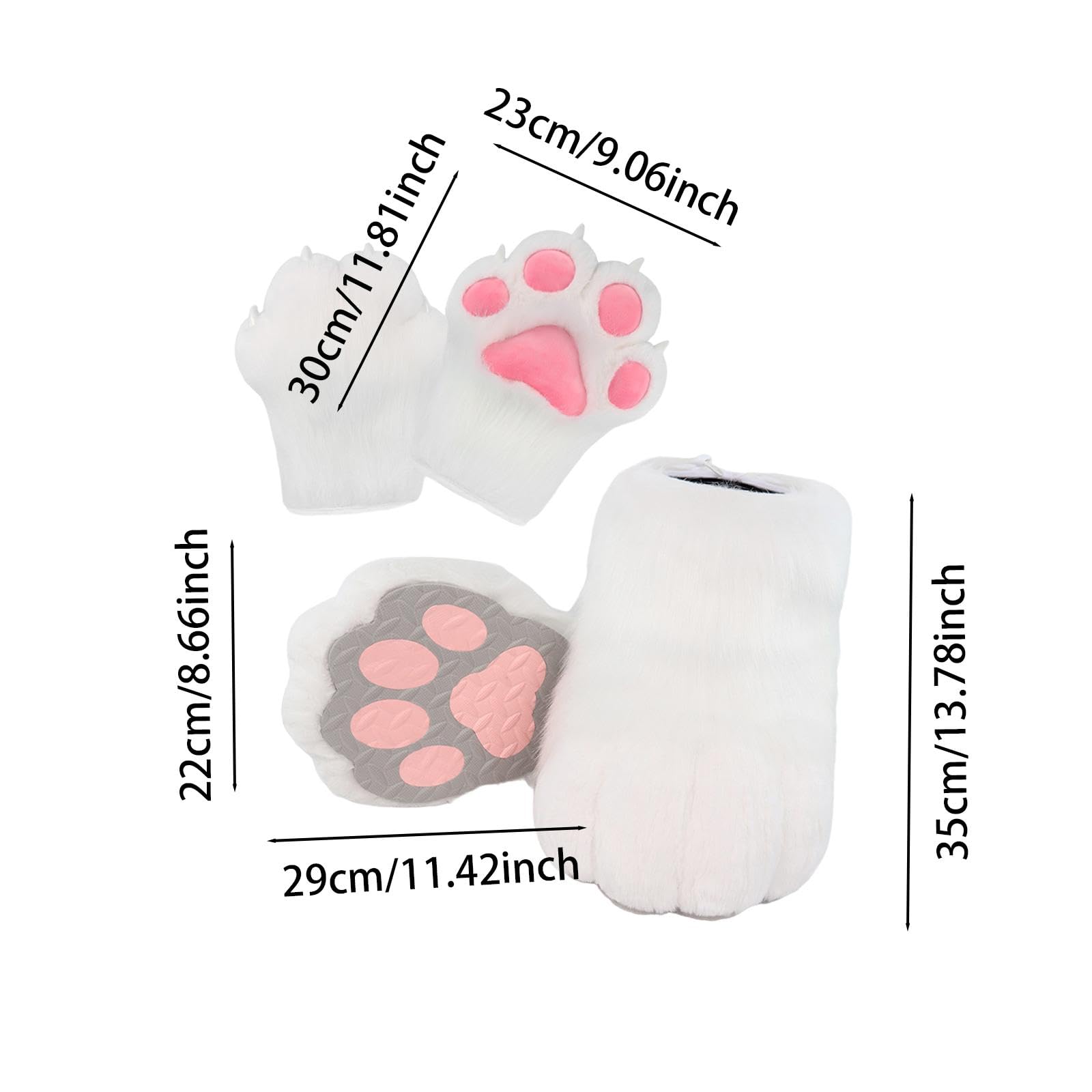 UGPLM Cosplay Animal Paws Fursuit for Women Gloves for Holiday Role Playing Masquerade: White