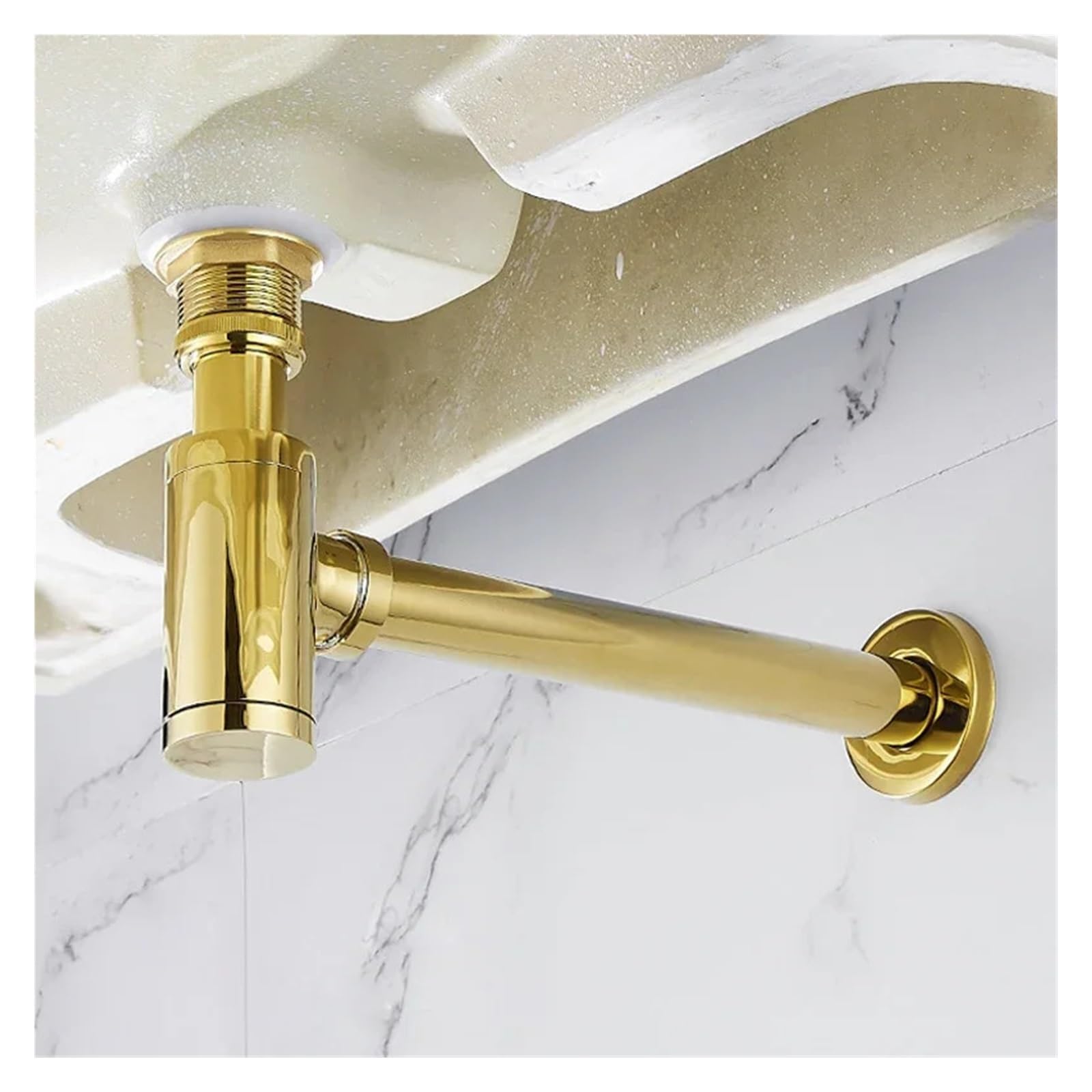 1 Uds cuerpo de latón lavabo drenaje residuos conexión pared plomería trampas P tubo lavado trampa for fregadero baño negro/Oro pulido/cromo Para Bricolaje(Antique Brass)