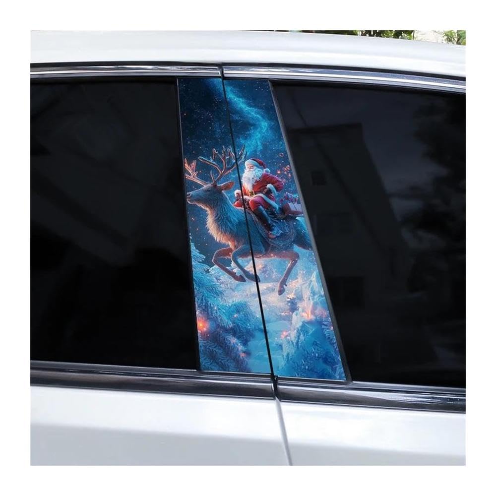 Decorative Items 2pcs Car B-Pillar Waterproof Sticker Santa Claus Elk Sticker DIY Car Window Pillar Sticker(C)