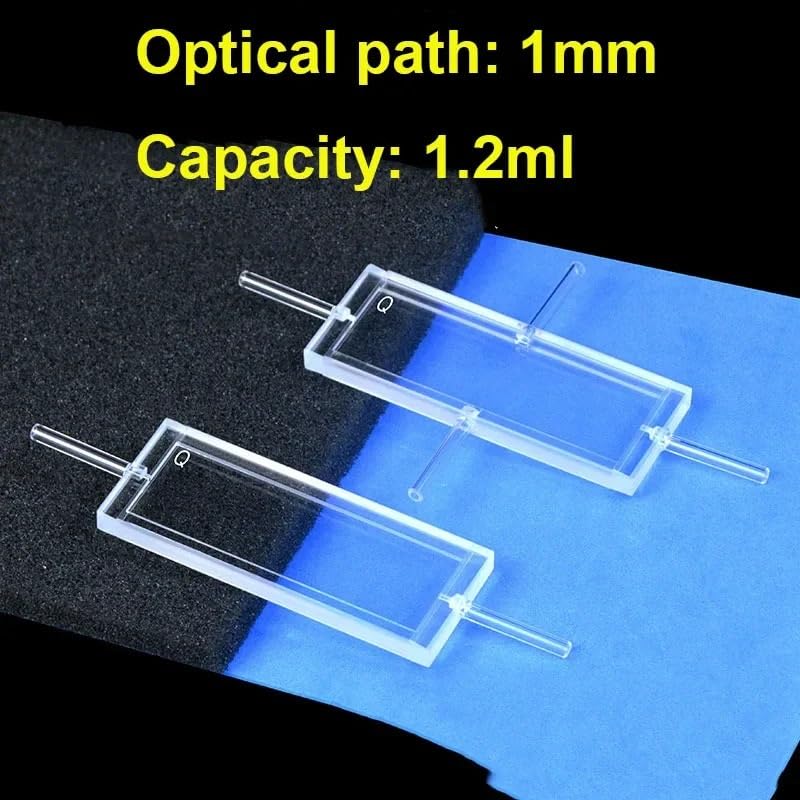 1 x Quarz-Durchflussküvette, 1 mm, optischer Weg, Glasröhre für U-V-Übertragung, 1,2 ml Fassungsvermögen (2 Röhren)