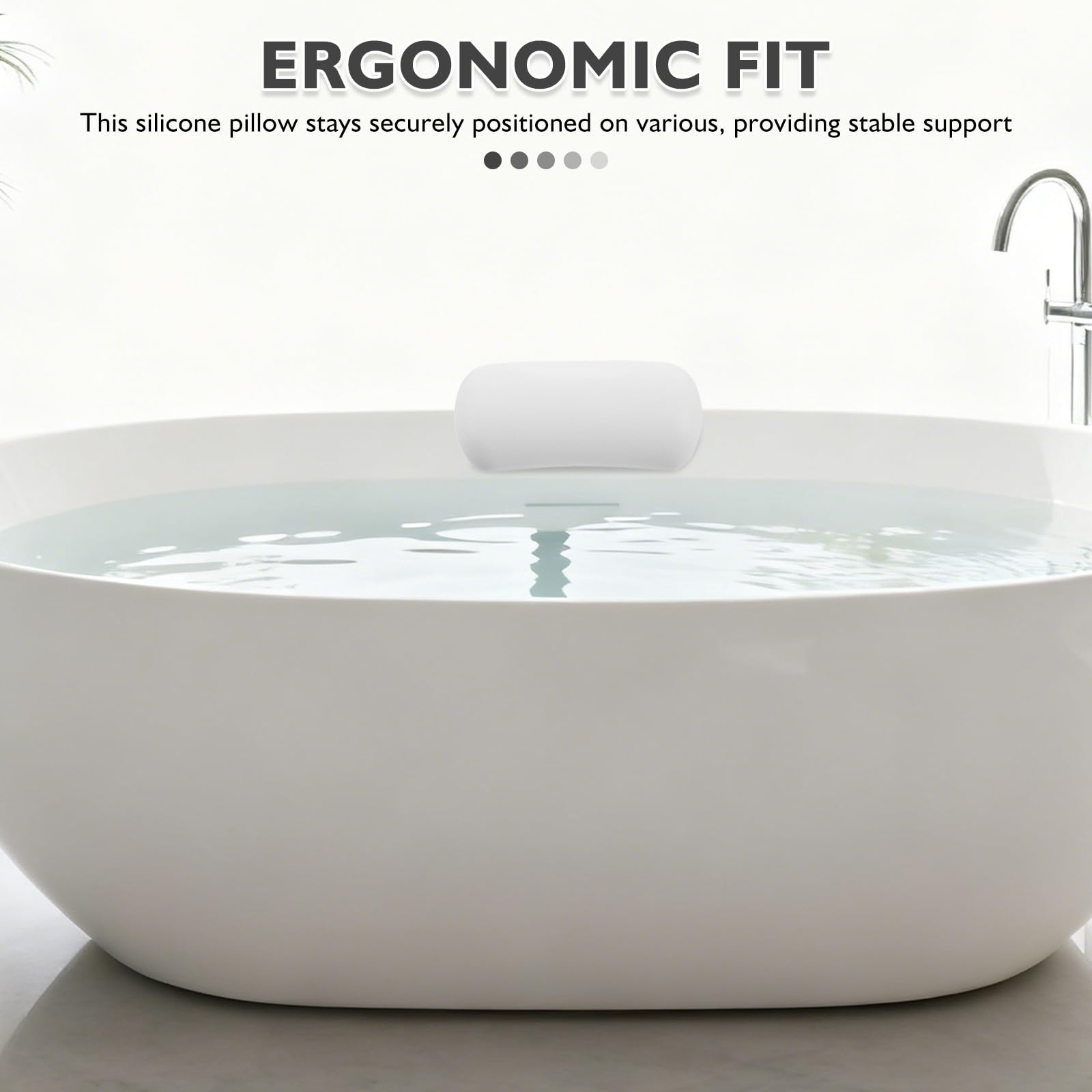 LIFKOME Ergonomisches Weiches Pu Material mit Rutschfesten Saugnäpfen Badewannenkissen aus Silikon Stabile Kopfstütze Weiß für Spa und Entspannende Momente in Badewanne