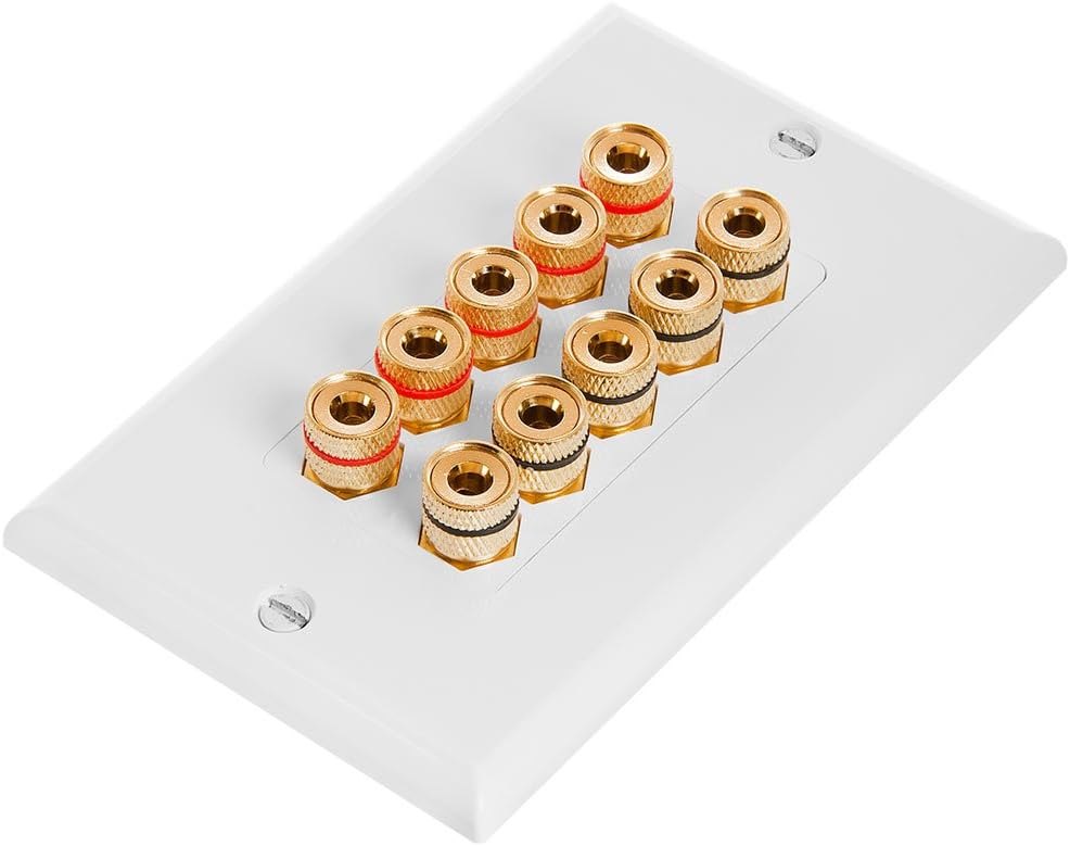 Cmple Speaker Wall Plate (Banana Plug Wall Plate) Speaker Wire Wallplate for 5