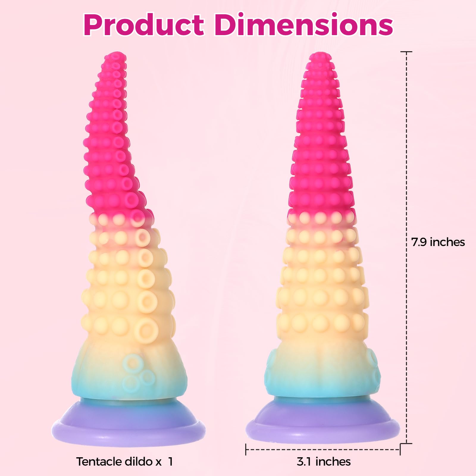 SWEETLORY Long Tapered Tentacle Dildo Fantasy Octopus Sex Toys with Strong Suction Cup, Liquid Silicone Anal Stretcher Butt Plug, Alien Huge Colorful Moving Realistic Monster Prostate Dildo