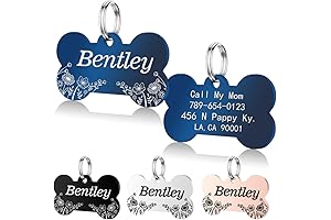 Engraved Stainless Steel Pet ID Bone Tags for Dogs and Cats, Customizable...