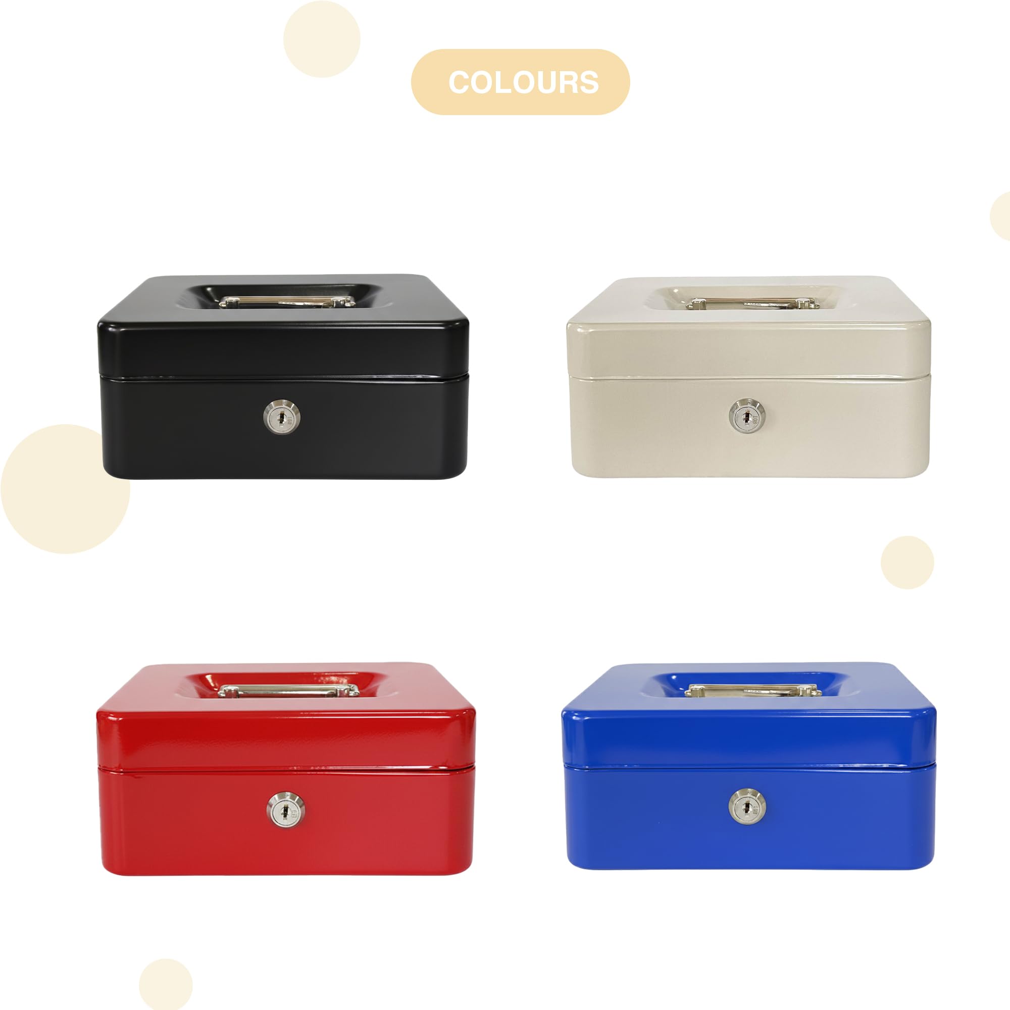 oddpod™ DL Metal Cash Box & Jewelry Safe Locker with Plastic Coin Tray & Key Lock - Large (Blue) 4